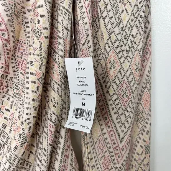 NWT Joie Soft Serafina Top Ruched Long Puff Sleeve Boho Blouse Beige size Medium - Picture 6 of 8